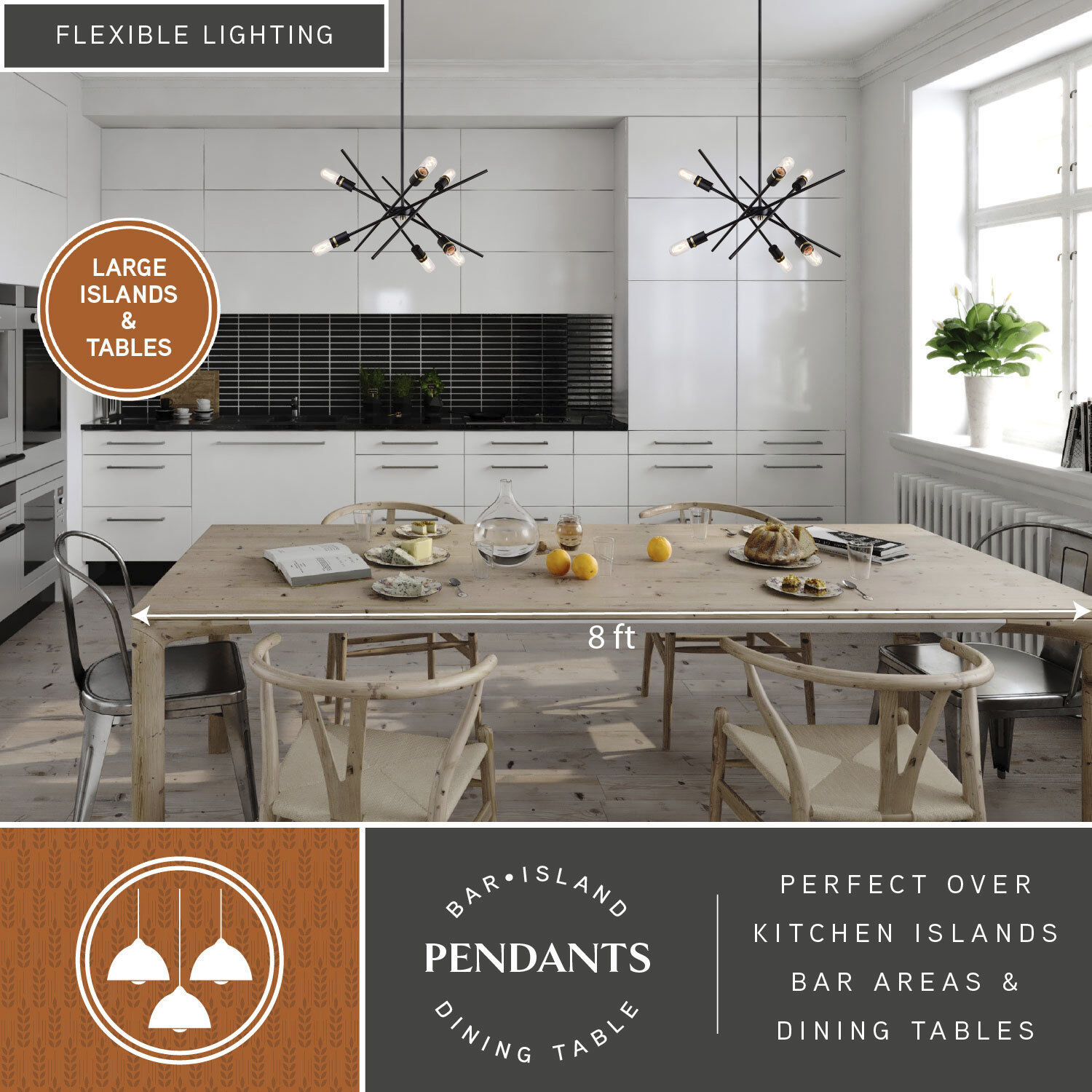 Halsted 6 Light 24.25 inch Black and Satin Brass Pendant Ceiling Light