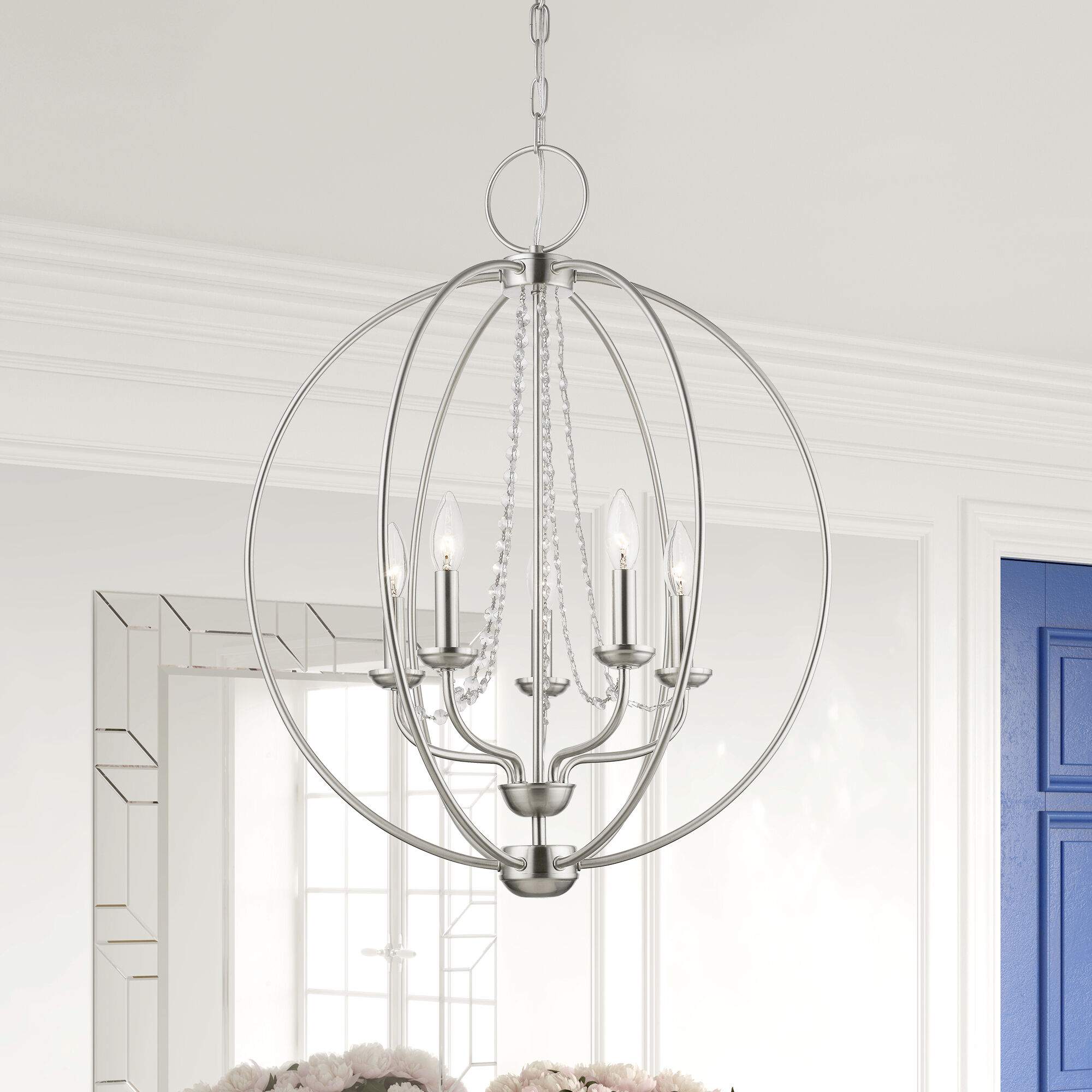 Arabella 5 Light 22 inch Brushed Nickel Chandelier Ceiling Light, Globe