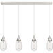 Malone 4 Light 49.75 inch Polished Nickel Linear Pendant Ceiling Light in Striped Clear Glass