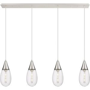Malone 4 Light 49.75 inch Polished Nickel Linear Pendant Ceiling Light in Striped Clear Glass