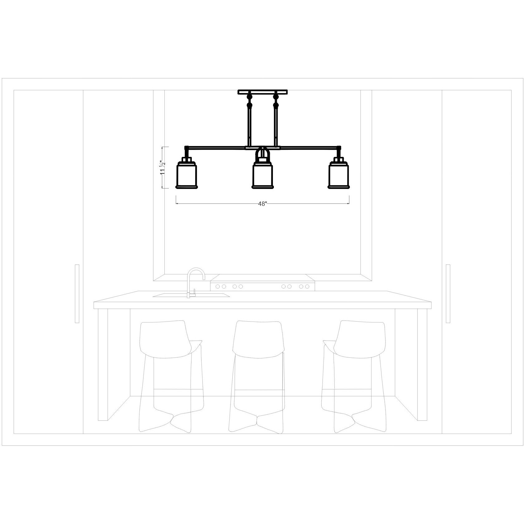 Anders 4 Light 48 inch Satin Brass Chandelier Ceiling Light
