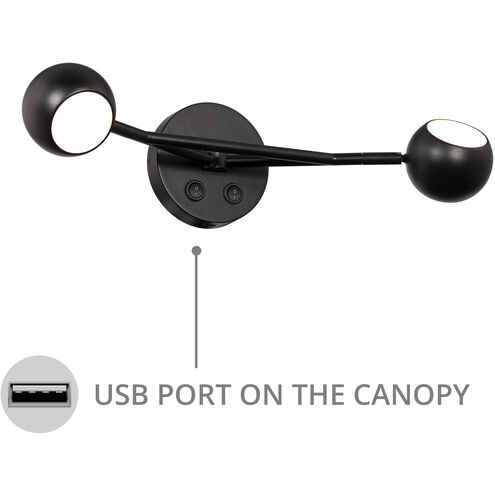 Duplex Reading Light Wall Light in Black, dweLED