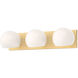 Alora Mood Willow 3 Light 22.63 inch Brushed Gold Bath Vanity Light Wall Light in Opal Glass
