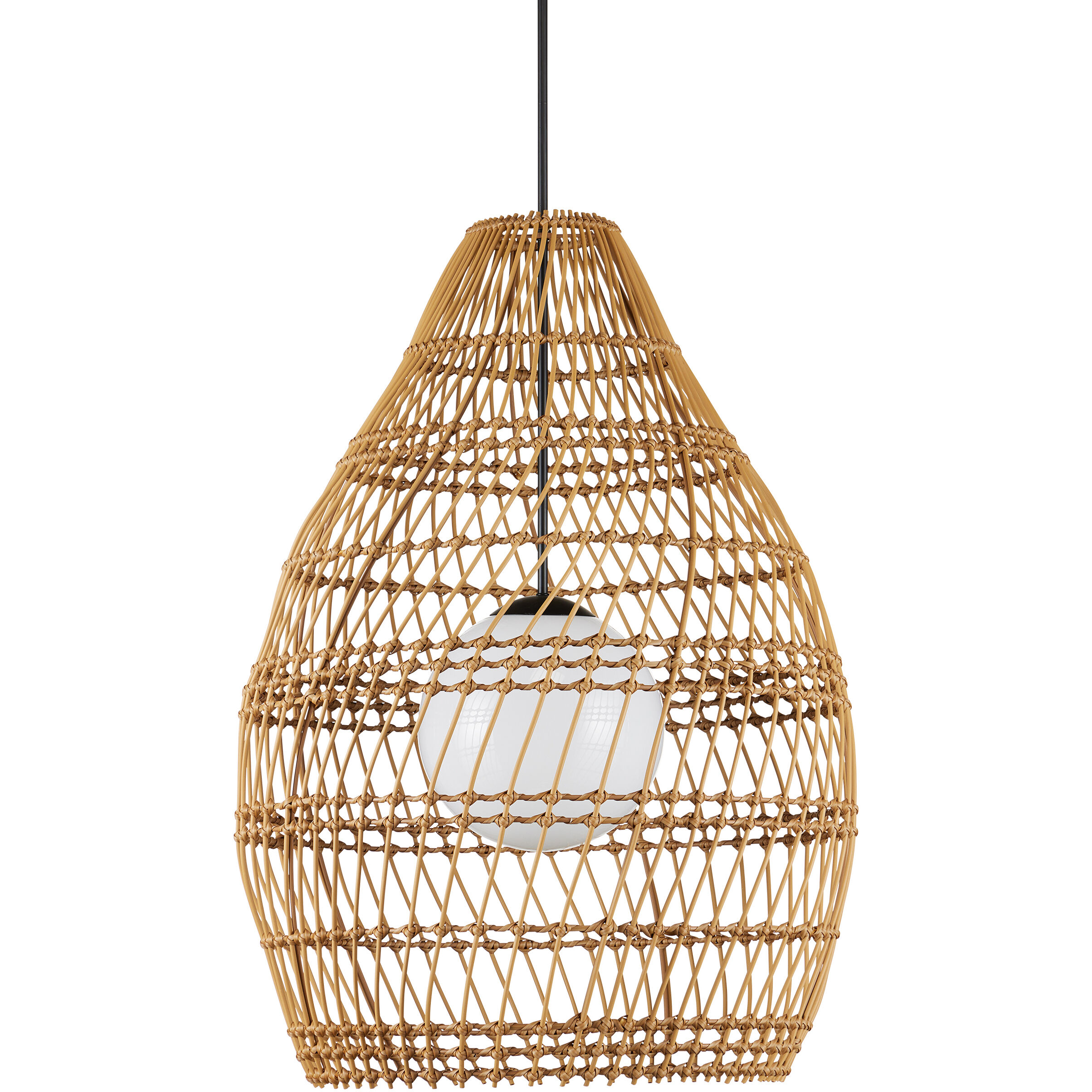 Fishtrap 1 Light 29.5 inch Natural/Black/Frosted White Outdoor Pendant