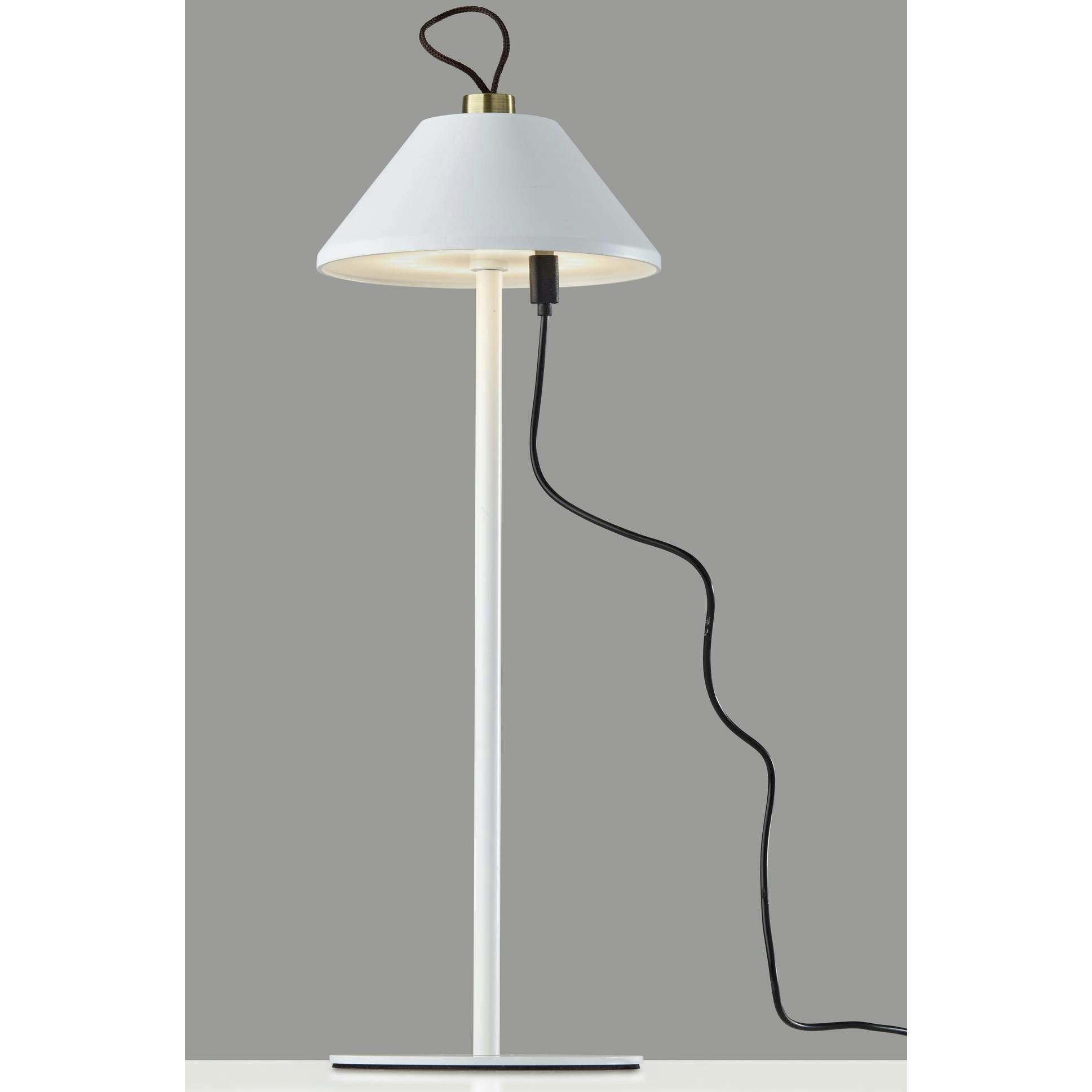 Danny 14 inch 1.50 watt White and Antique Brass LED Cordless Table Lamp Portable Light