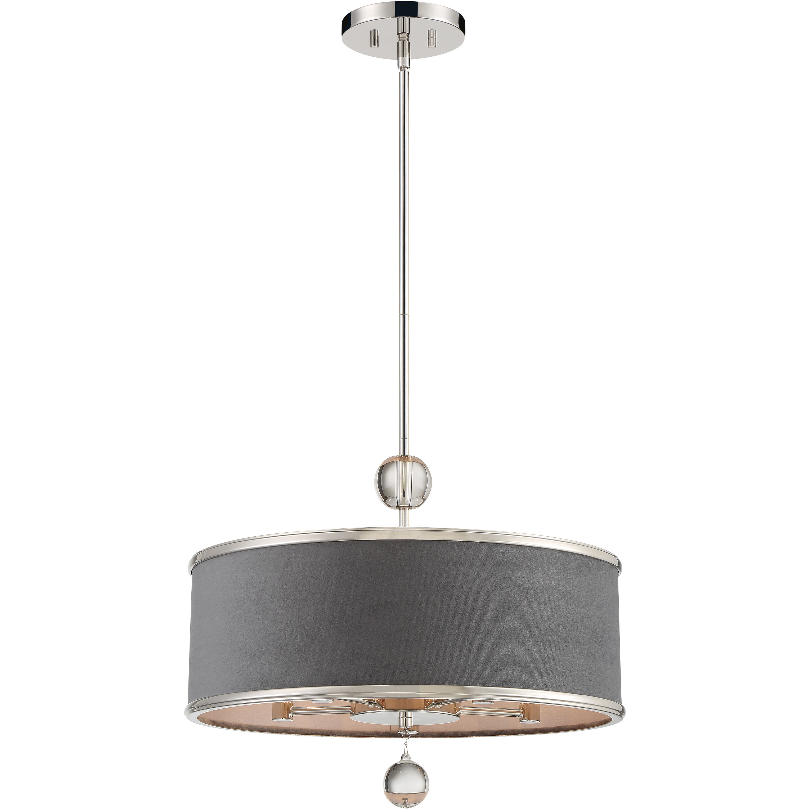 Luxour 5 Light 20 inch Polished Nickel Convertible Pendant Semi Flush Ceiling Light