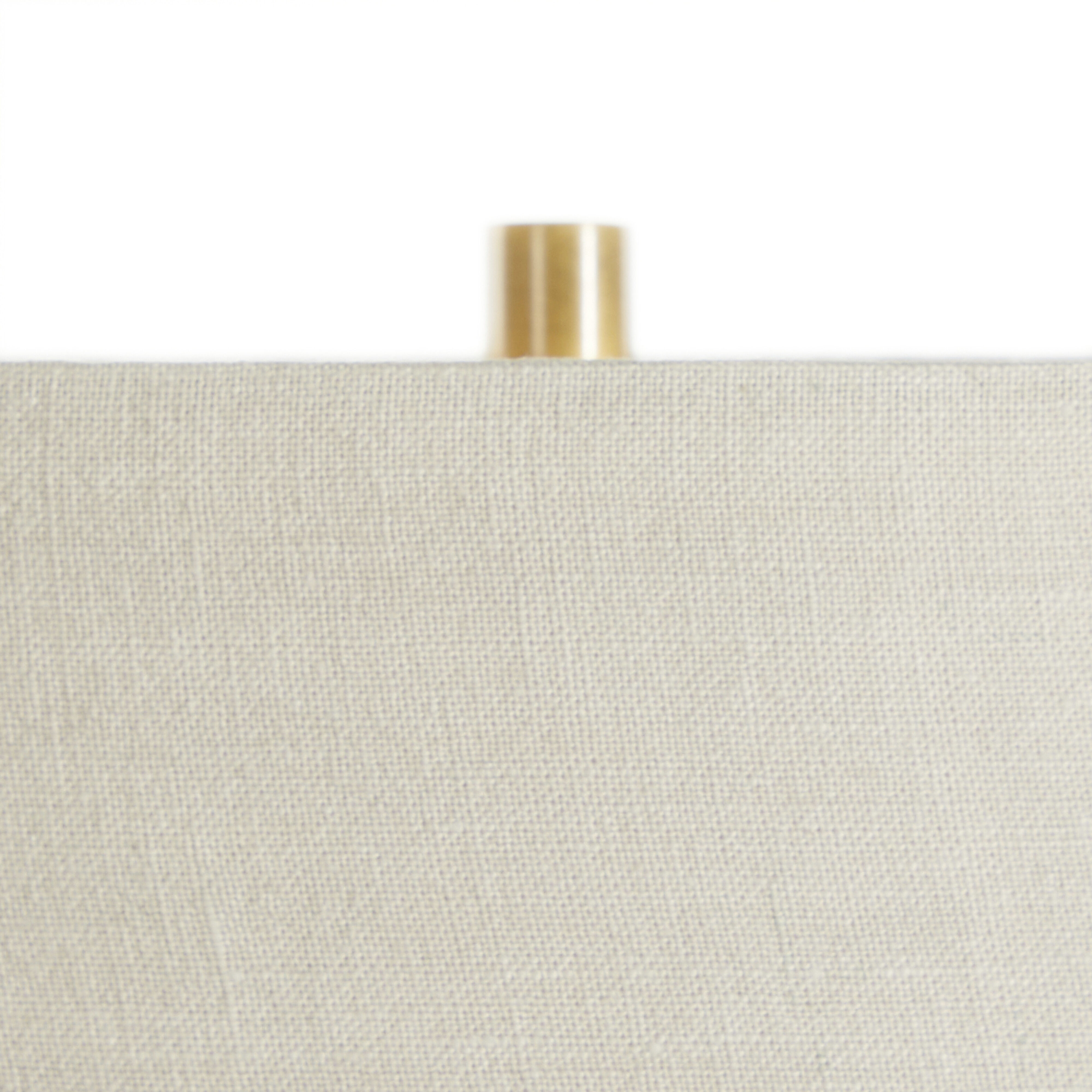 Bronx 29 inch Brushed Antique Brass and Dark Brown Leather with Beige Linen Table Lamp Portable Light