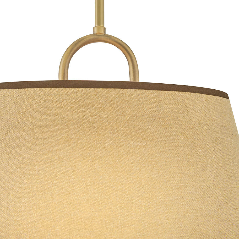 Sonia 3 Light 18 inch Lacquered Brass Pendant Ceiling Light in Light Beige Fabric