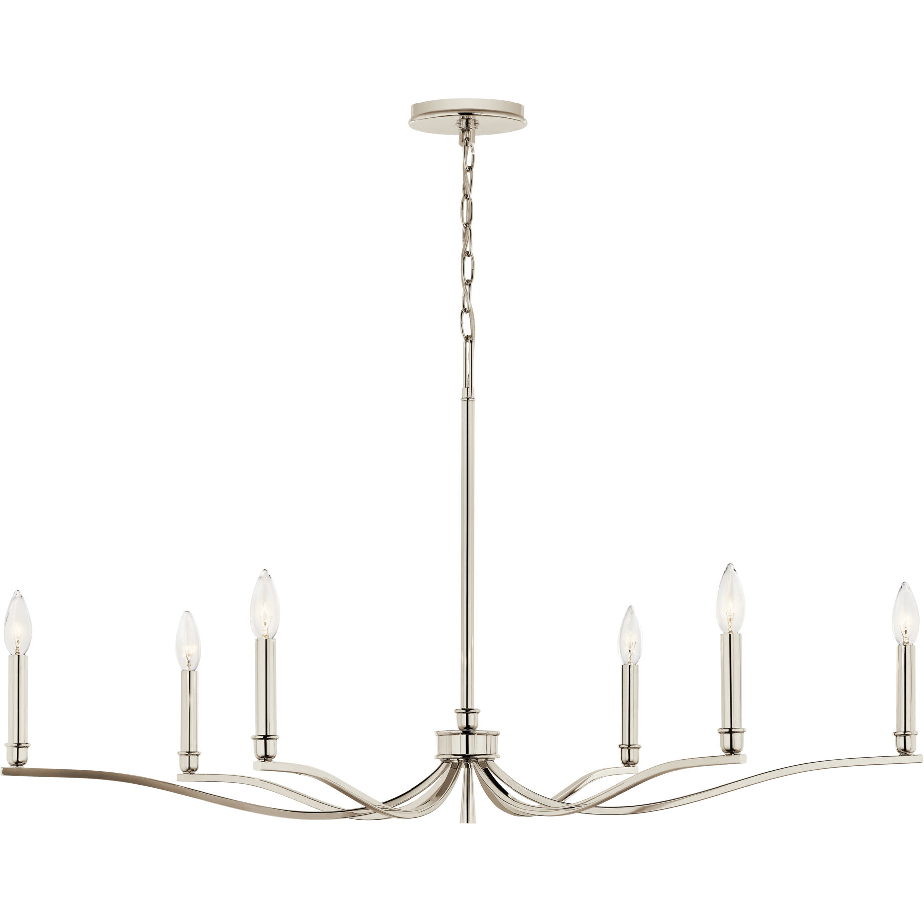 Malene 6 Light Polished Nickel Chandelier Ceiling Light, 1 Tier Medium