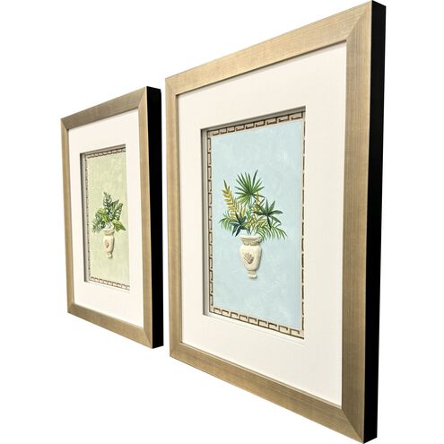 Grecian Vase Palm Green and Blue and Orange and Yellow Framed Art