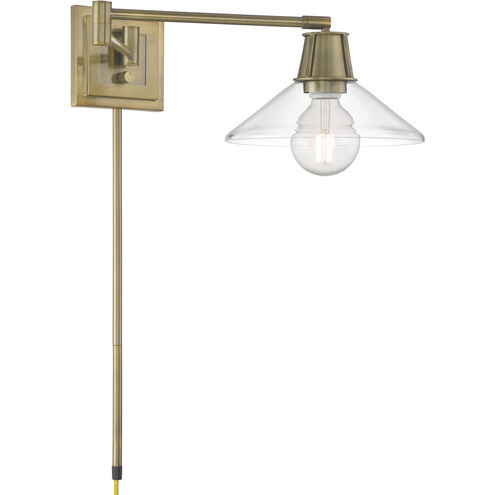 Dillon 26.25 inch Antique Brass with Clear Swingarm Sconce Wall Light