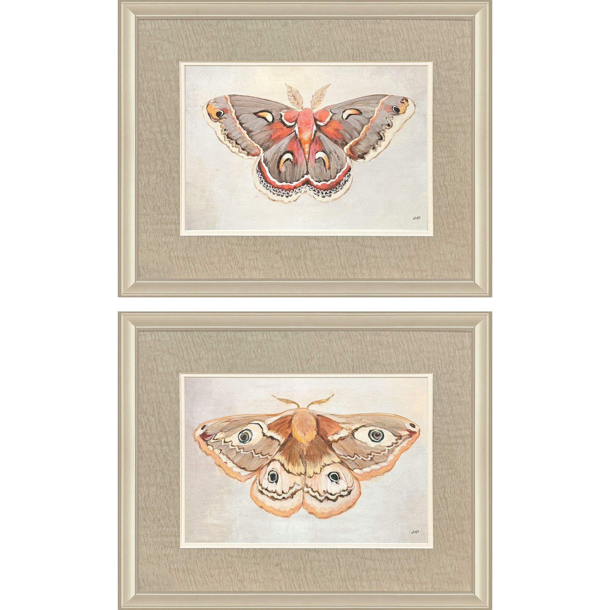 Forest Moth Pink and Orange and Red and Beige Framed Art, Propac