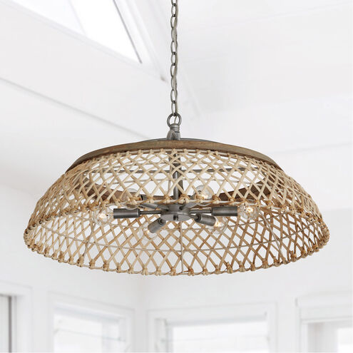 Rainey 6 Light 29 inch Grey Wash and Antique Nickel Pendant Ceiling Light
