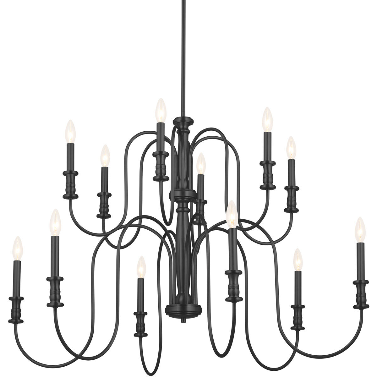 Homestead Karthe 12 Light 42 inch Black Chandelier Ceiling Light, Karthe