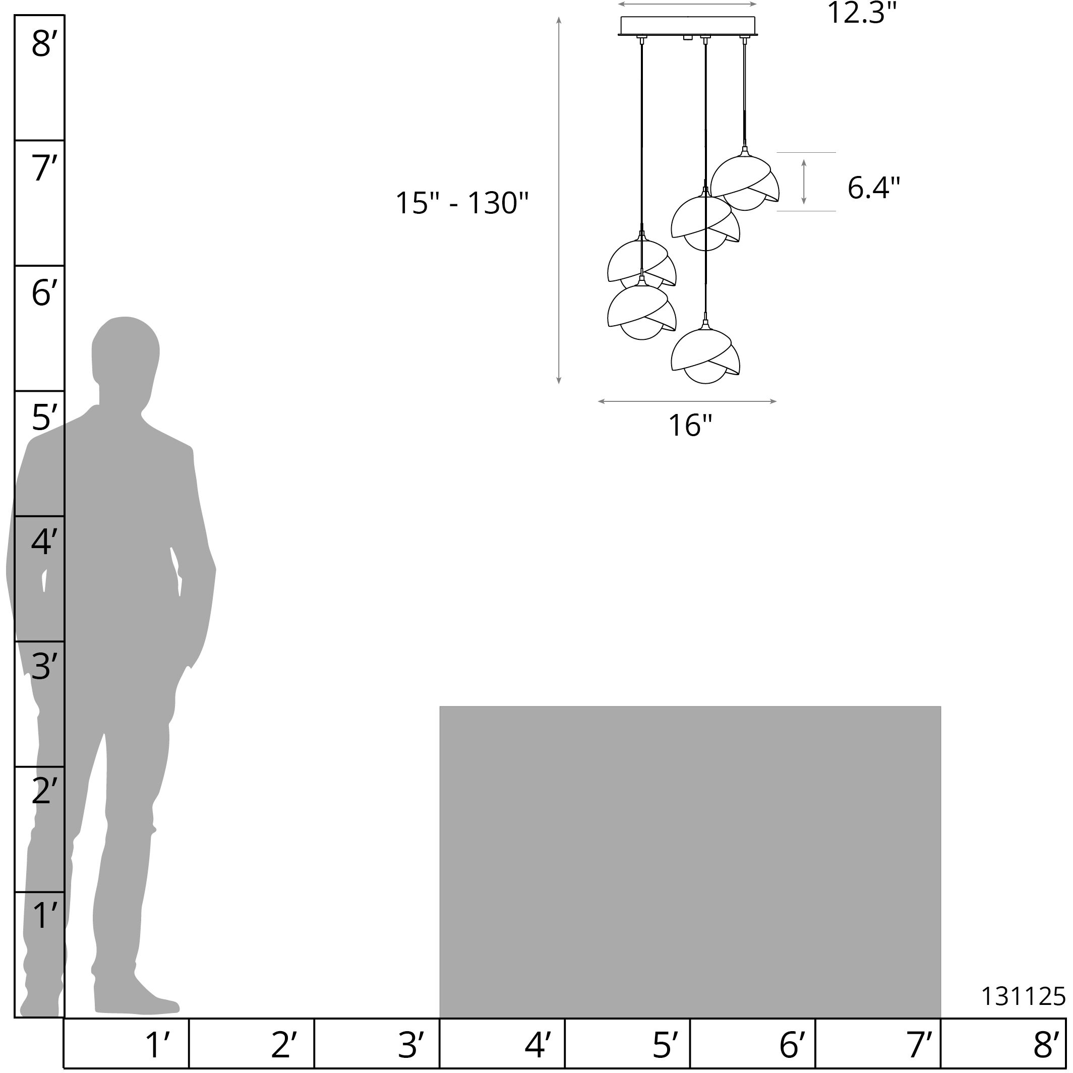 Brooklyn 5 Light 16 inch Ink and Ink Pendant Ceiling Light