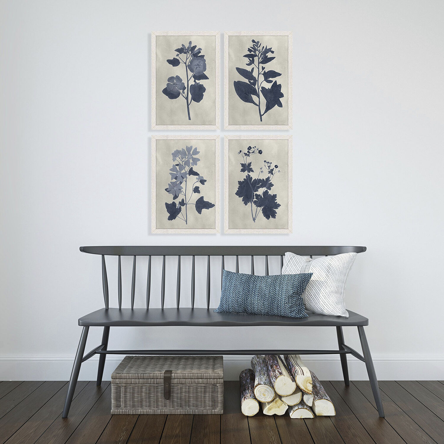 Pressed Flower Blue and White Framed Art, Propac