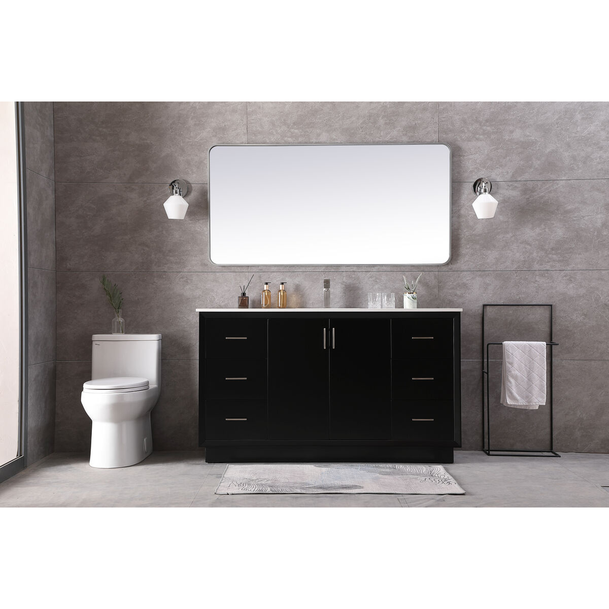 Hayes 60 X 22 X 35 inch Black Vanity Sink Set
