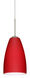 Riva 1 Light Satin Nickel Pendant Ceiling Light in Ruby Matte Glass, Incandescent