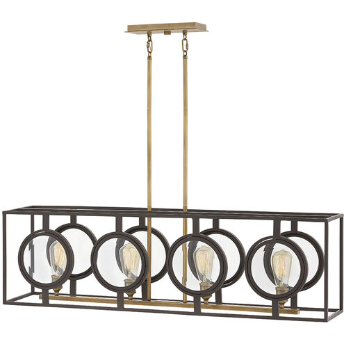 Fulham LED 42 inch Buckeye Bronze with Heritage Brass Indoor Linear Chandelier Ceiling Light