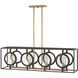 Fulham 4 Light 42 inch Buckeye Bronze with Heritage Brass Indoor Linear Chandelier Ceiling Light