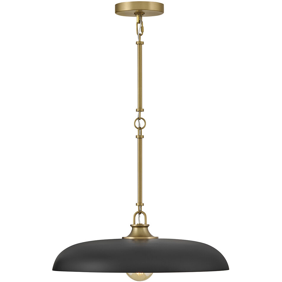 Sadie 1 Light 18 inch Lacquered Brass with Black Pendant Ceiling Light