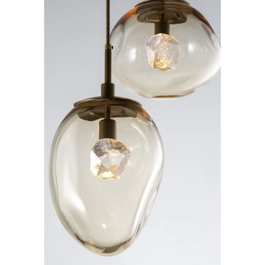 Cosmos LED LED 31.9 inch Gilded Brass Chandelier Ceiling Light in 3000K LED, Clear Geo Inner with Bronze Cosmos Outer, Round Multi-Port