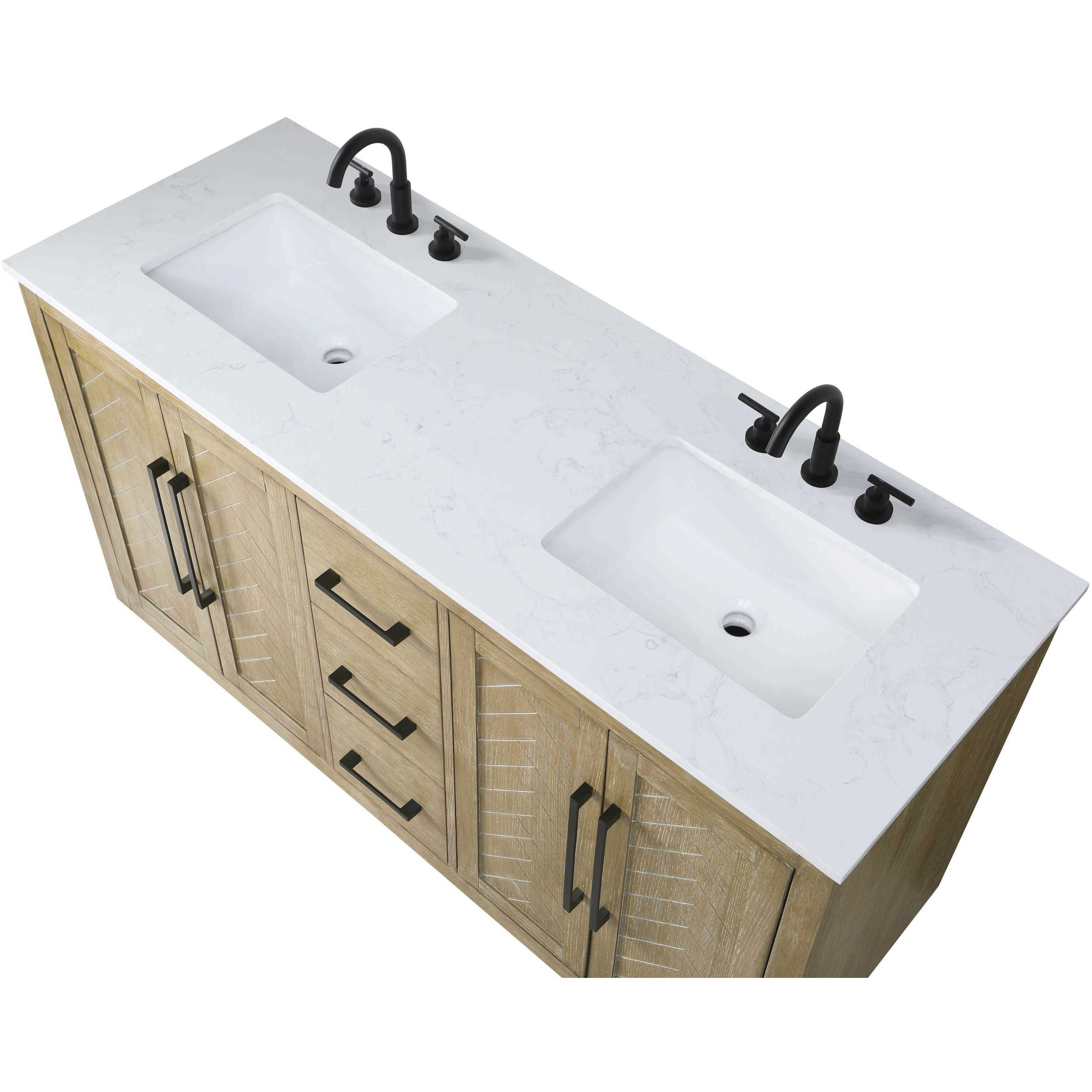 Chase 60 X 34 inch Linen Oak Bathroom Vanity Cabinet