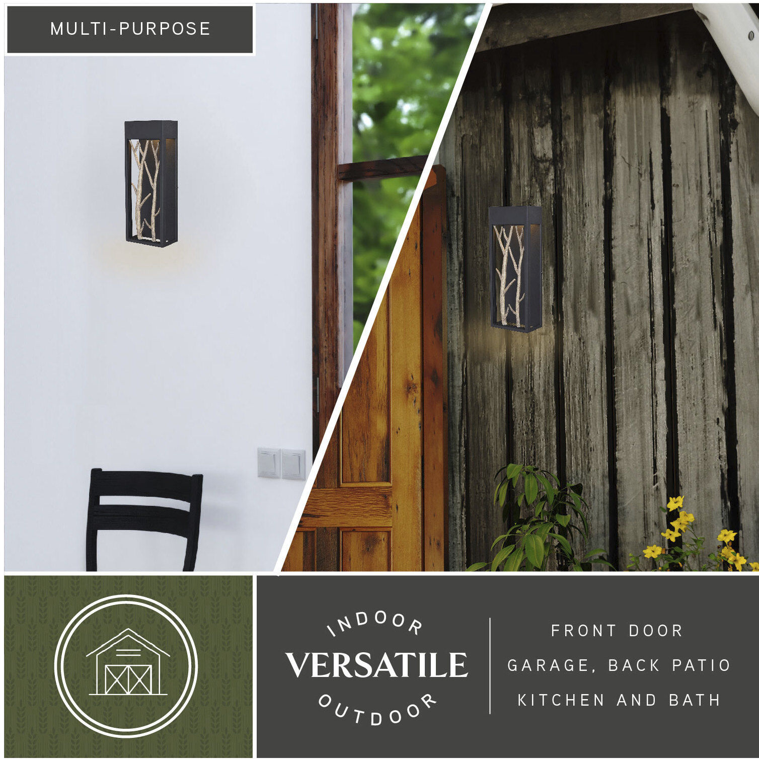 Ocala LED 15.5 inch Textured Black and Poplar Outdoor Wall