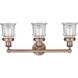 Canton 3 Light 23.25 inch Antique Copper Bath Vanity Light Wall Light in Clear