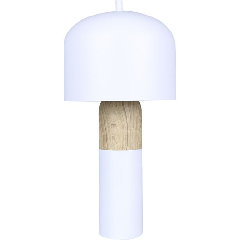 Caleb 19 inch 60.00 watt Matte White & Wood Table Lamp Portable Light