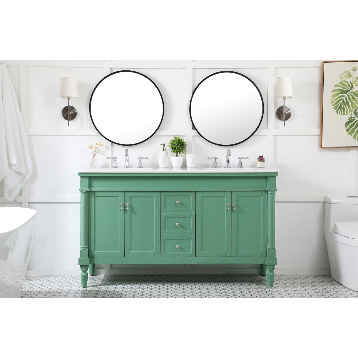 Lexington 60 X 22 X 35 inch Vintage Mint Vanity Sink Set
