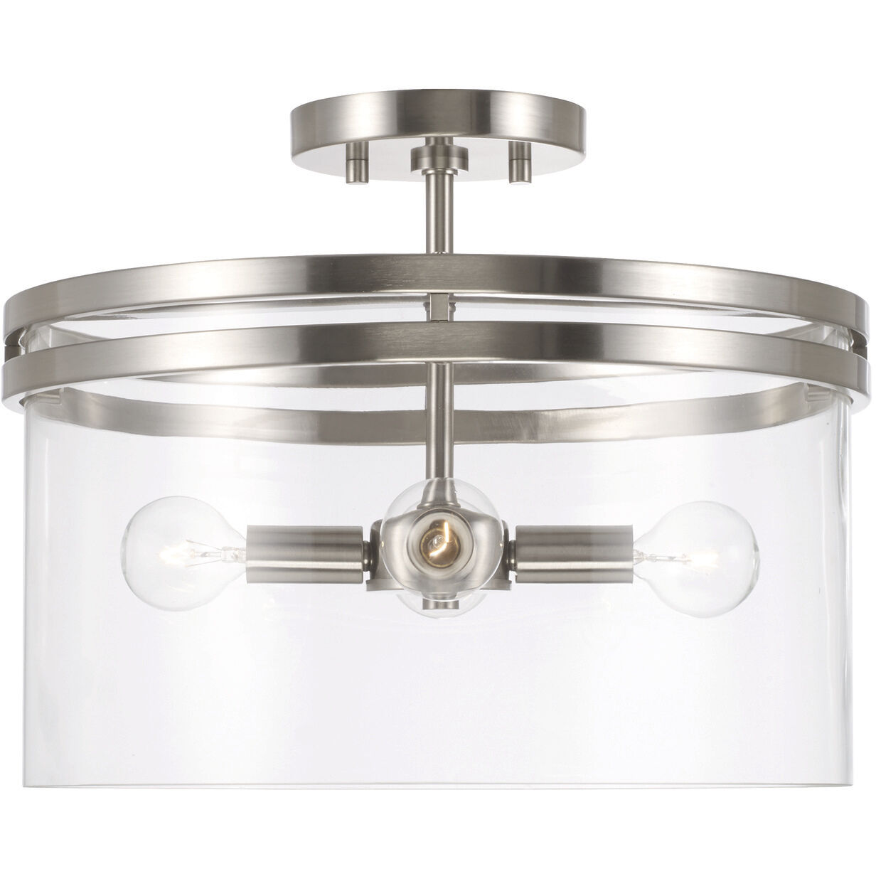 Fuller 4 Light 14.5 inch Brushed Nickel Semi-Flush Mount Ceiling Light, Convertible Dual Mount
