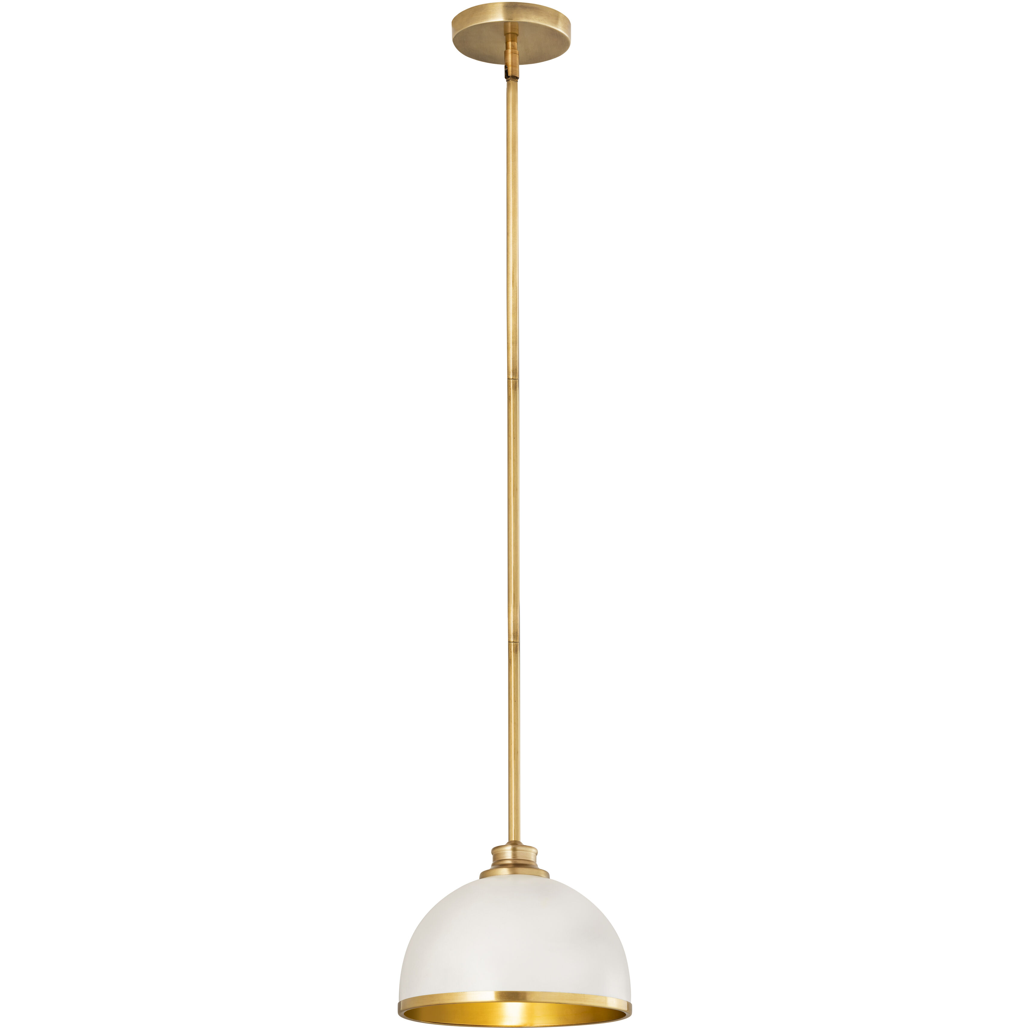 Landry 1 Light 10 inch Matte White and Rubbed Brass Pendant Ceiling Light
