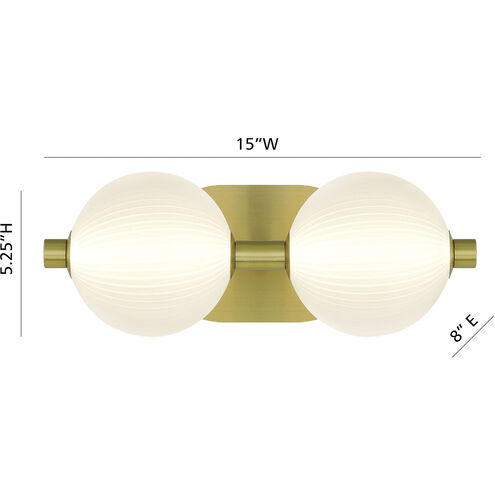 Palmas 2 Light 15 inch Gold Vanity Light Wall Light