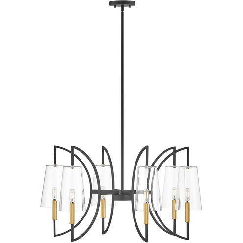 Hanley 6 Light 32 inch Matte Black and Warm Brass Chandelier Ceiling Light