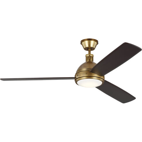 Hicks 60 inch Hand Rubbed Antique Brass with Dark Mahogany Blades Ceiling Fan in Hand-Rubbed Antique Brass