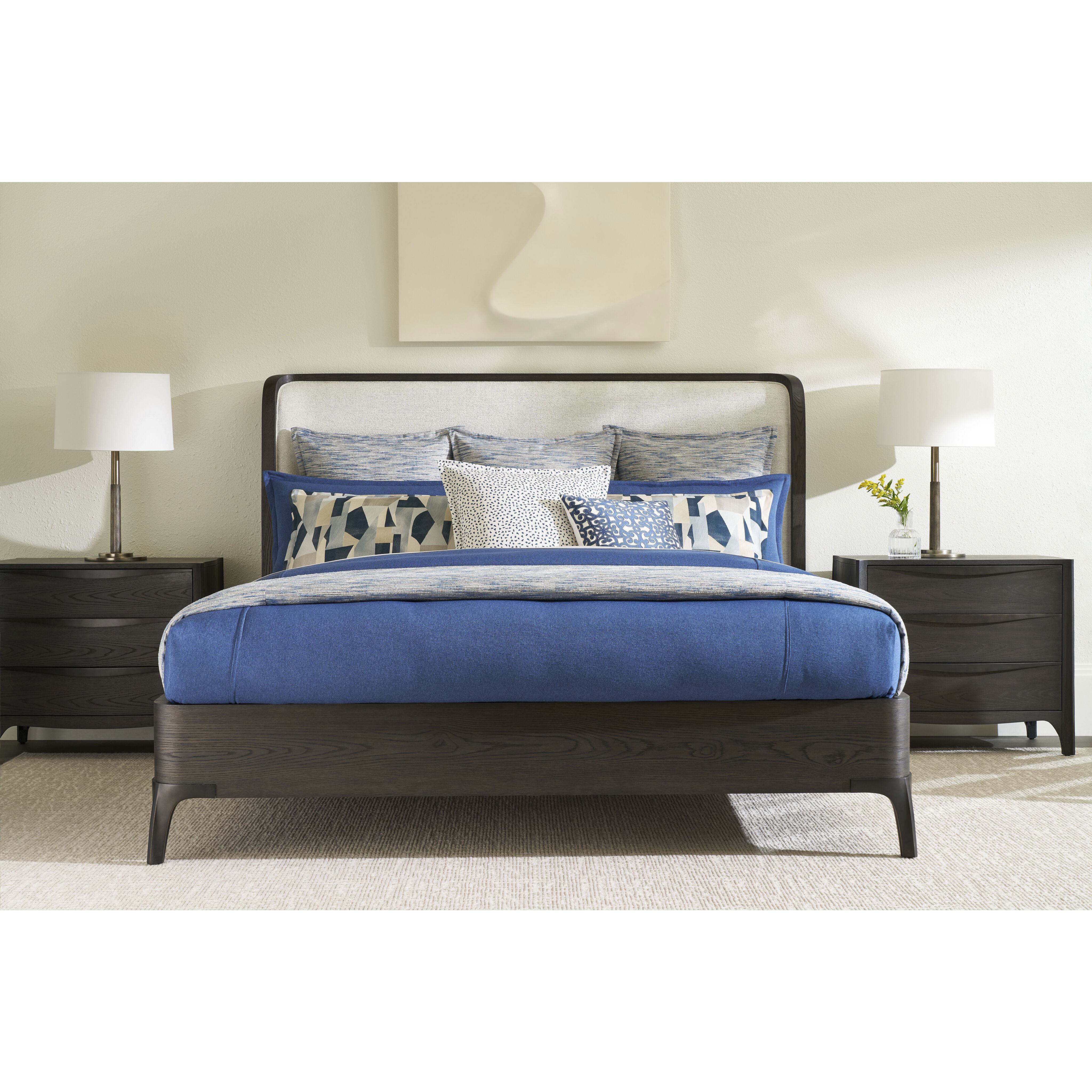 Rome Nera US King Bed, Wooden, Upholstered
