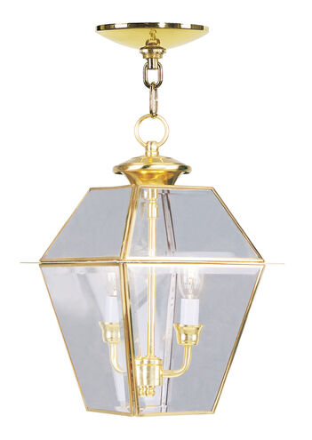 Westover 2 Light 9 inch Polished Brass Outdoor Pendant Lantern