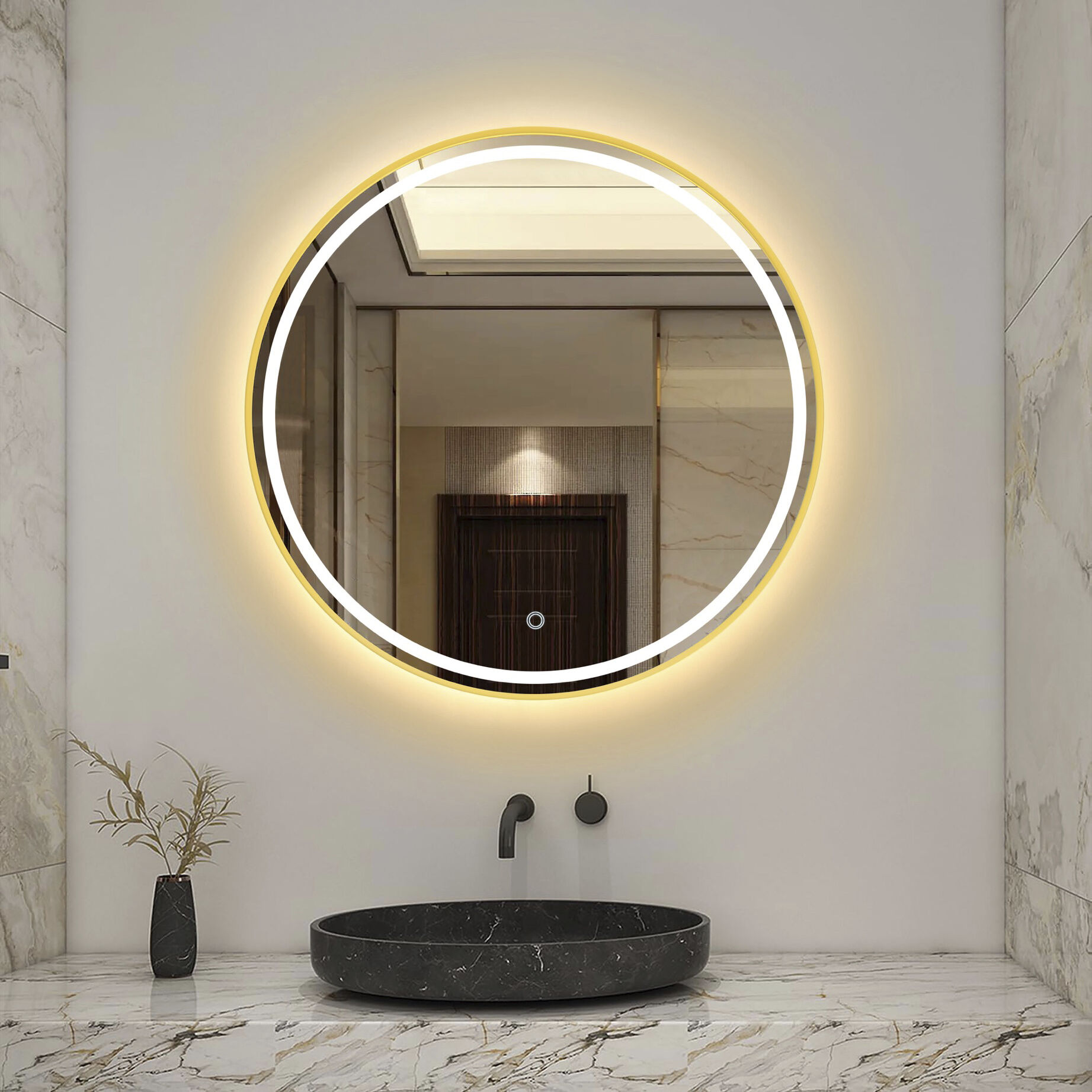 Reflections 31.5 X 31.5 inch Brushed Brass LED Mirror