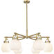 Newton Sphere 6 Light 26 inch Brushed Brass Chandelier Ceiling Light in White Glass