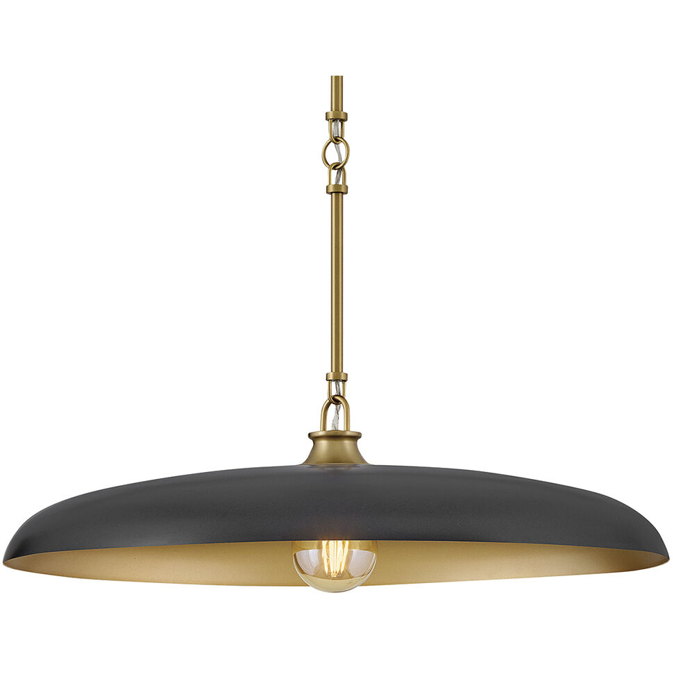 Sadie 1 Light 24 inch Lacquered Brass with Black Chandelier Ceiling Light