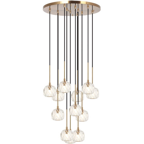 Rosa 12 Light 23.63 inch Aged Gold Brass with Black Pendant Ceiling Light in Aged Gold Brass and Black