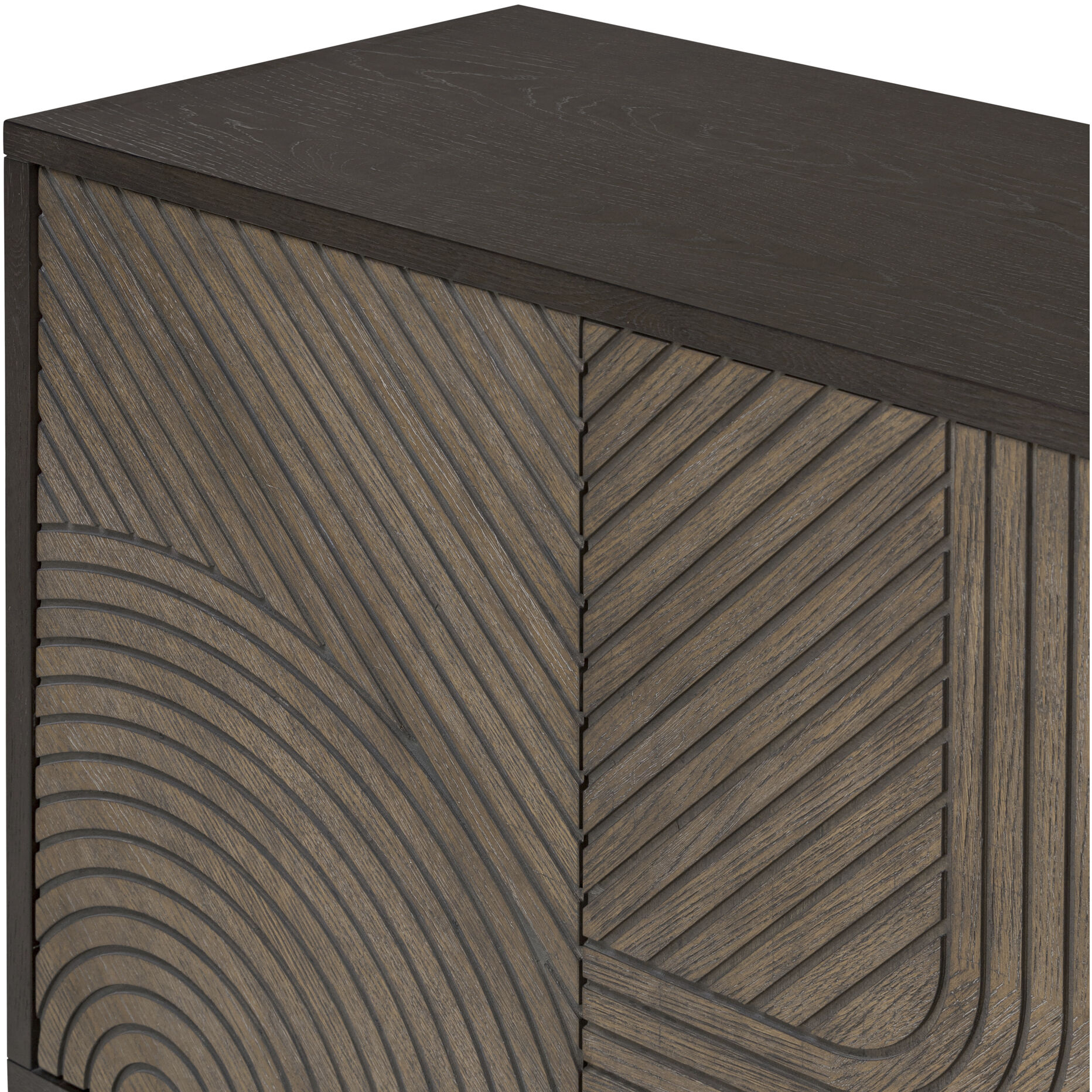 Kalen 78 inch Aged Barrel with Dark Brown Oak Credenza