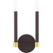 Karlstad 2 Light 7 inch Bronze with Satin Brass Accents ADA Sconce Wall Light