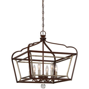 Astrapia 6 Light 20 inch Dark Rubbed Sienna/Aged Silver Pendant Ceiling Light