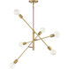 Contemporary 6 Light 26 inch Natural Brass Chandelier Ceiling Light