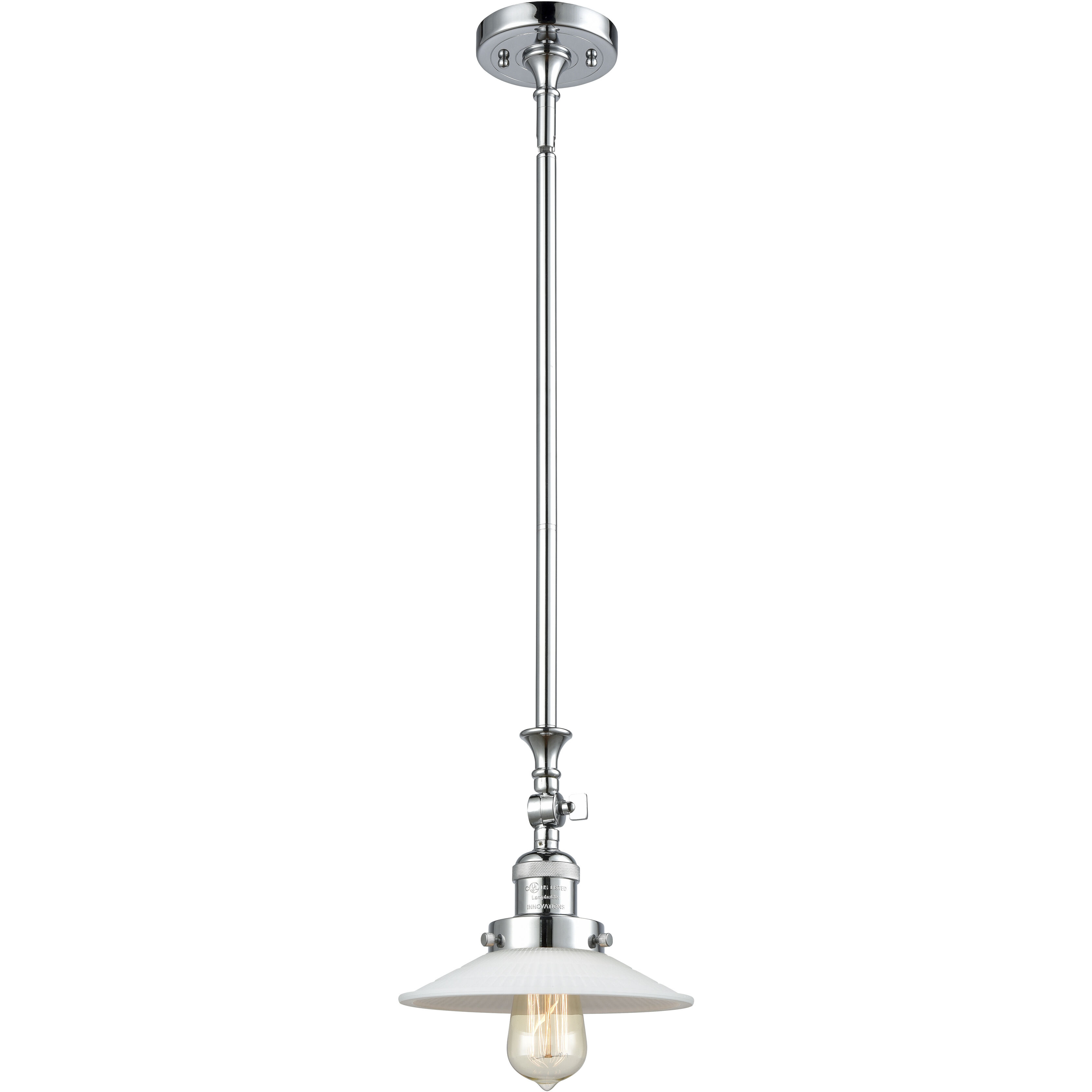 Franklin Restoration Halophane LED 8.5 inch Polished Chrome Mini Pendant Ceiling Light in Matte White Halophane Glass, Franklin Restoration