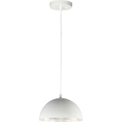 Hemisphere LED 14 inch Gloss White and Aluminum Single Pendant Ceiling Light
