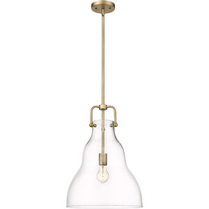 Haverhill LED 14 inch Brushed Brass Pendant Ceiling Light in Clear Glass