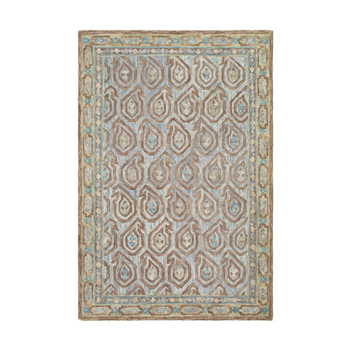 Bonifate 36 X 24 inch Medium Gray/Tan/Dark Brown/Teal Rugs, Rectangle